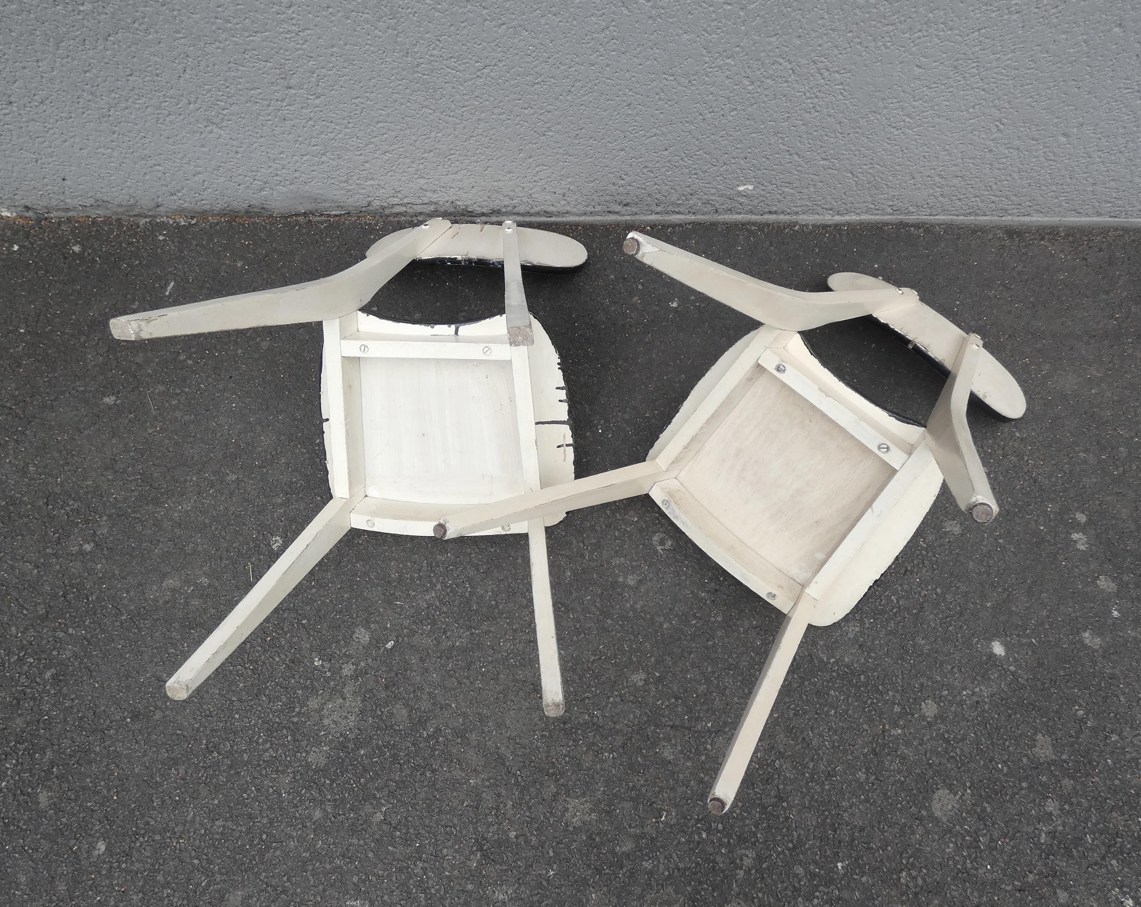 2 chairs in water green formica