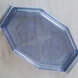 Art deco blue pressed glass tray