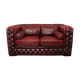 Chesterfield sofa in red cowhide leather, 2.5 seats