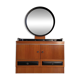 Vintage Mid-Century teak dressing table with large round mirror.