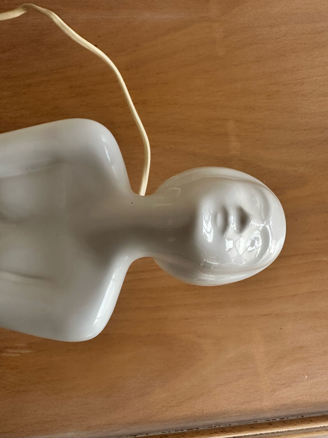 Design lamp in white ceramic and opaline, circa 1980