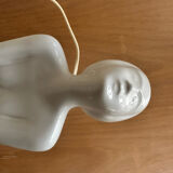 Design lamp in white ceramic and opaline, circa 1980