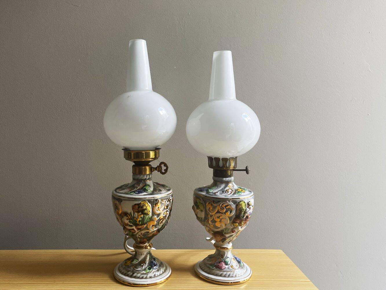 Pair Portuguese porcelain table lamps limited numbered by Alconaca