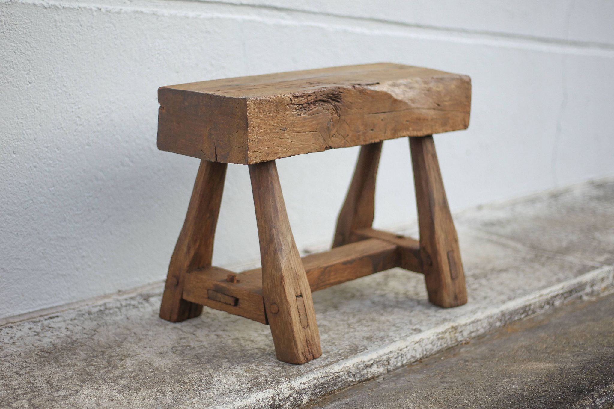 Vintage stool, wooden stool, antique stool, plant stand, small bench