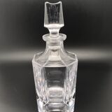 Carafe à alcool fort en verre transparent à facettes et bouchon travaillé