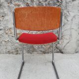 Red chairs cantilever chrome tubes