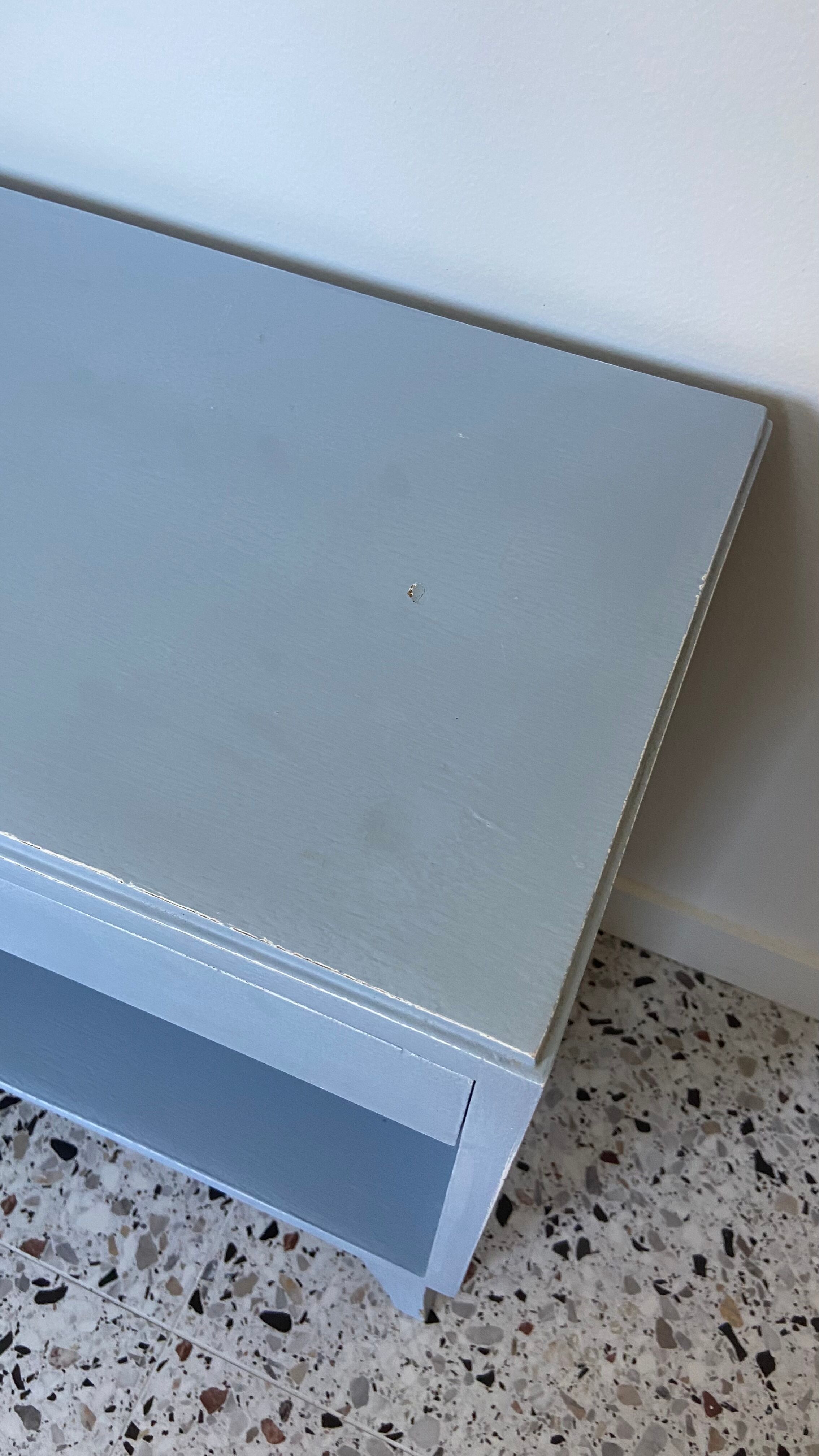 Vintage bedside 1950 gray blue patinated
