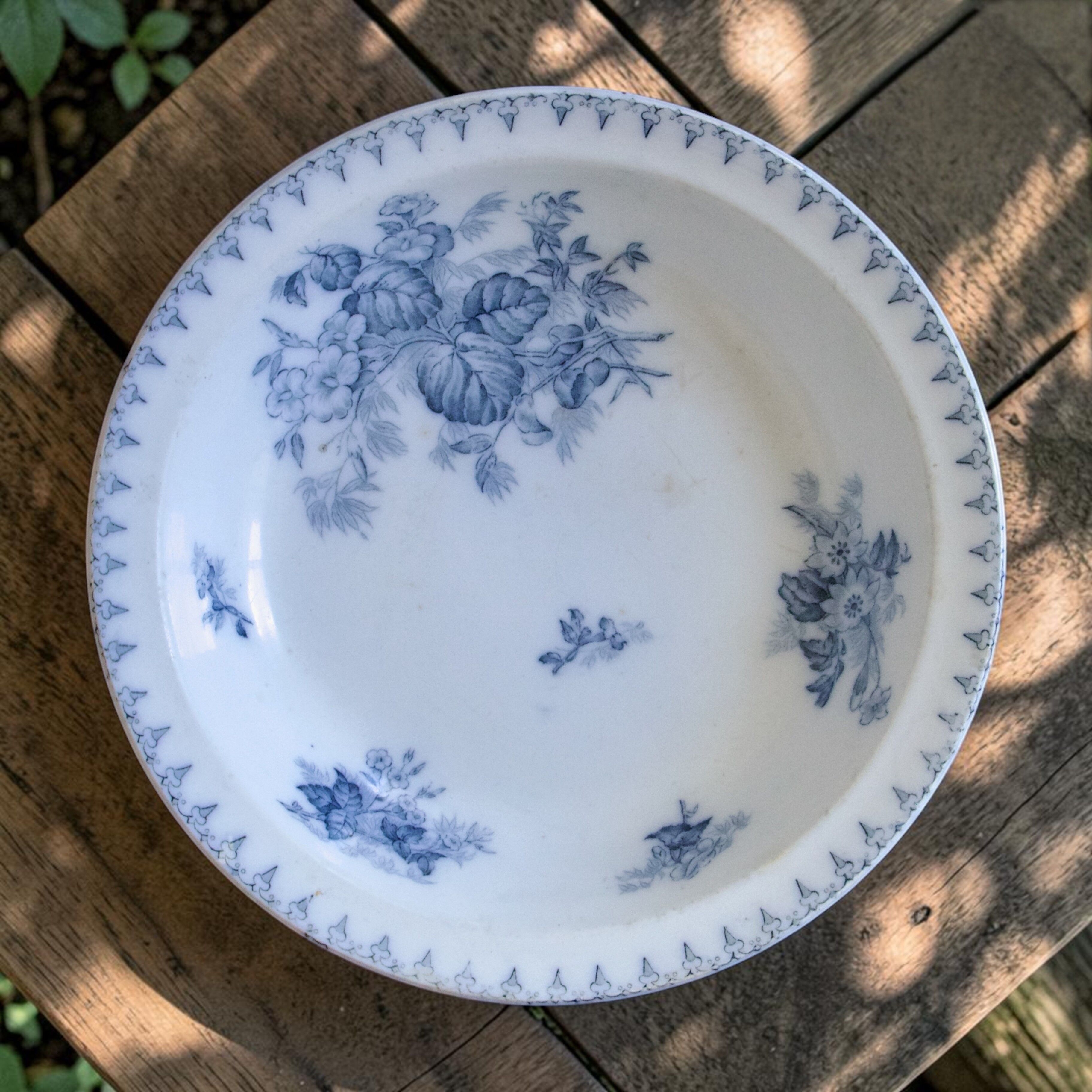 Shallow dish 19th century ironstone Sarreguemines Flore collection