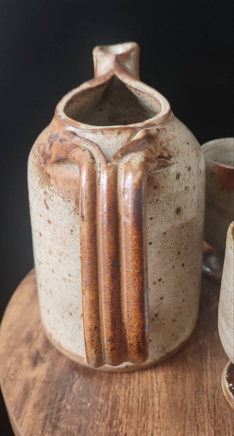 Service trio in pyrite stone Puisaye Jean-Pierre Prud'homme.