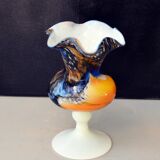 Mid Century Blue and Rust Carlo Moretti Glass Vase