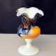 Mid Century Blue and Rust Carlo Moretti Glass Vase