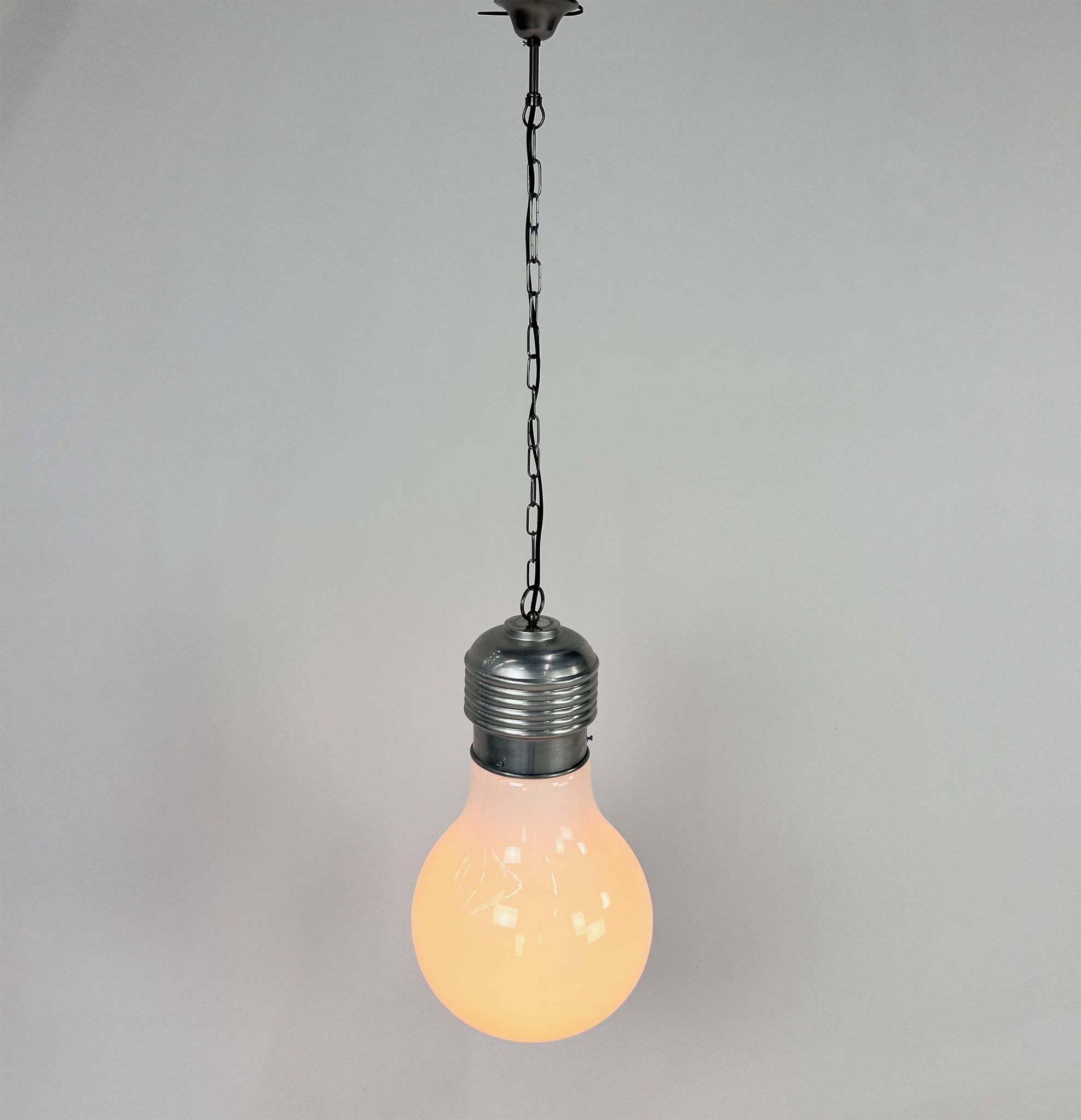 Vintage pendant lamp oversized light bulb by nuova elleluce, 1970