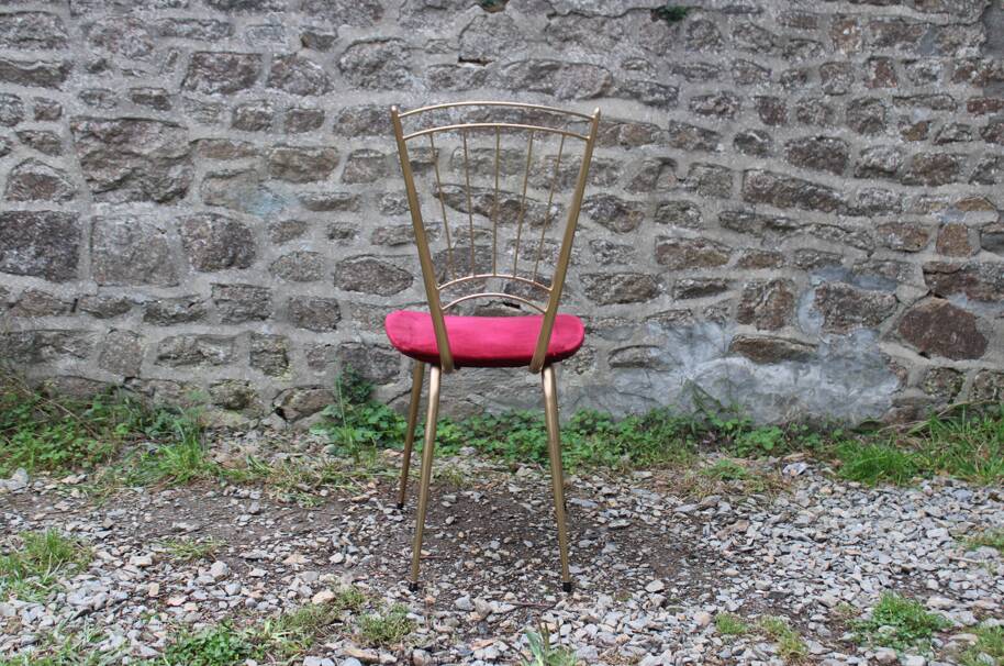 Vintage chair in gilded metal and velvet seat