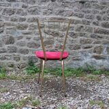 Vintage chair in gilded metal and velvet seat