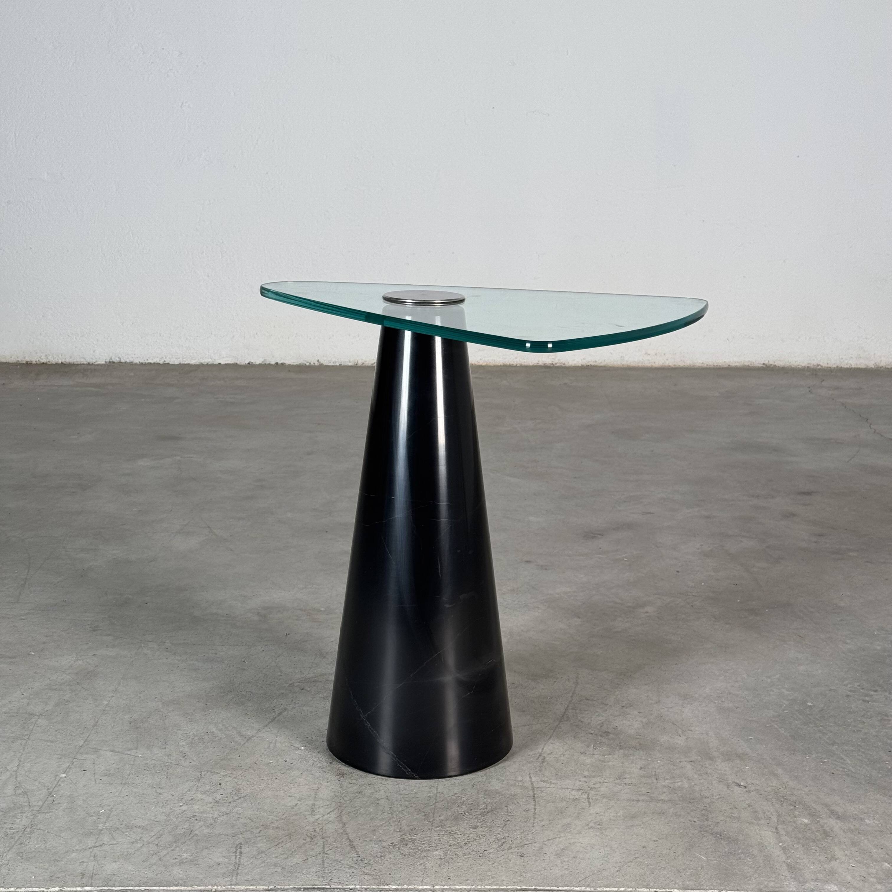 Marble and Glass Sculptural Italian Side Table Attributed to Fontana Arte