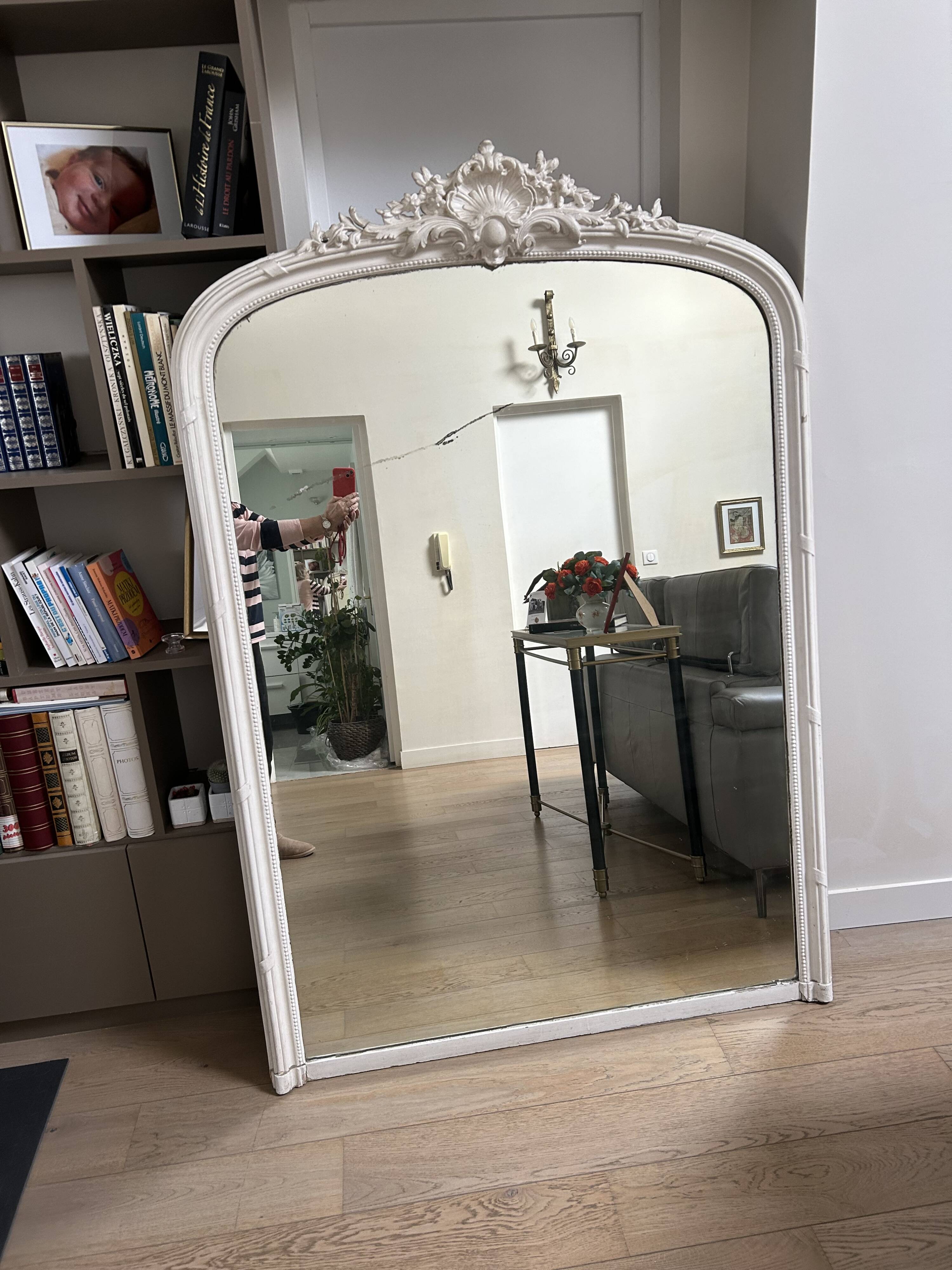 Rare Louis XVI Haussmannian Mirror - Mercury Glass 175 x 120 cm
