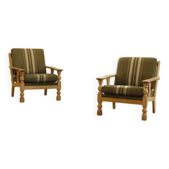 Vintage Danish light oak low back lounge chairs, 1960s, set of 2