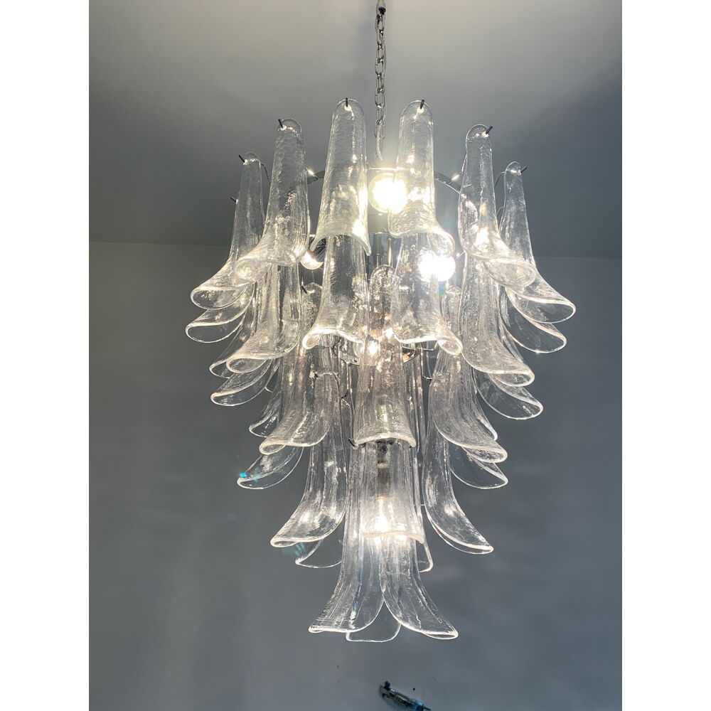 Transparent “selle” murano glass cascade chandelier