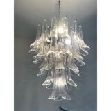 Lustre transparent « selle » en cascade en verre de murano