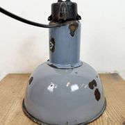 Industrial Grey Enamel Bauhaus Pendant Lamp, 1930s