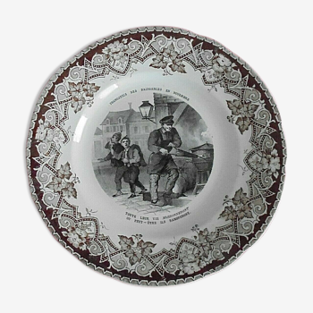 Old talking plate Births in November Opaque Lunéville Diam. 20 cm