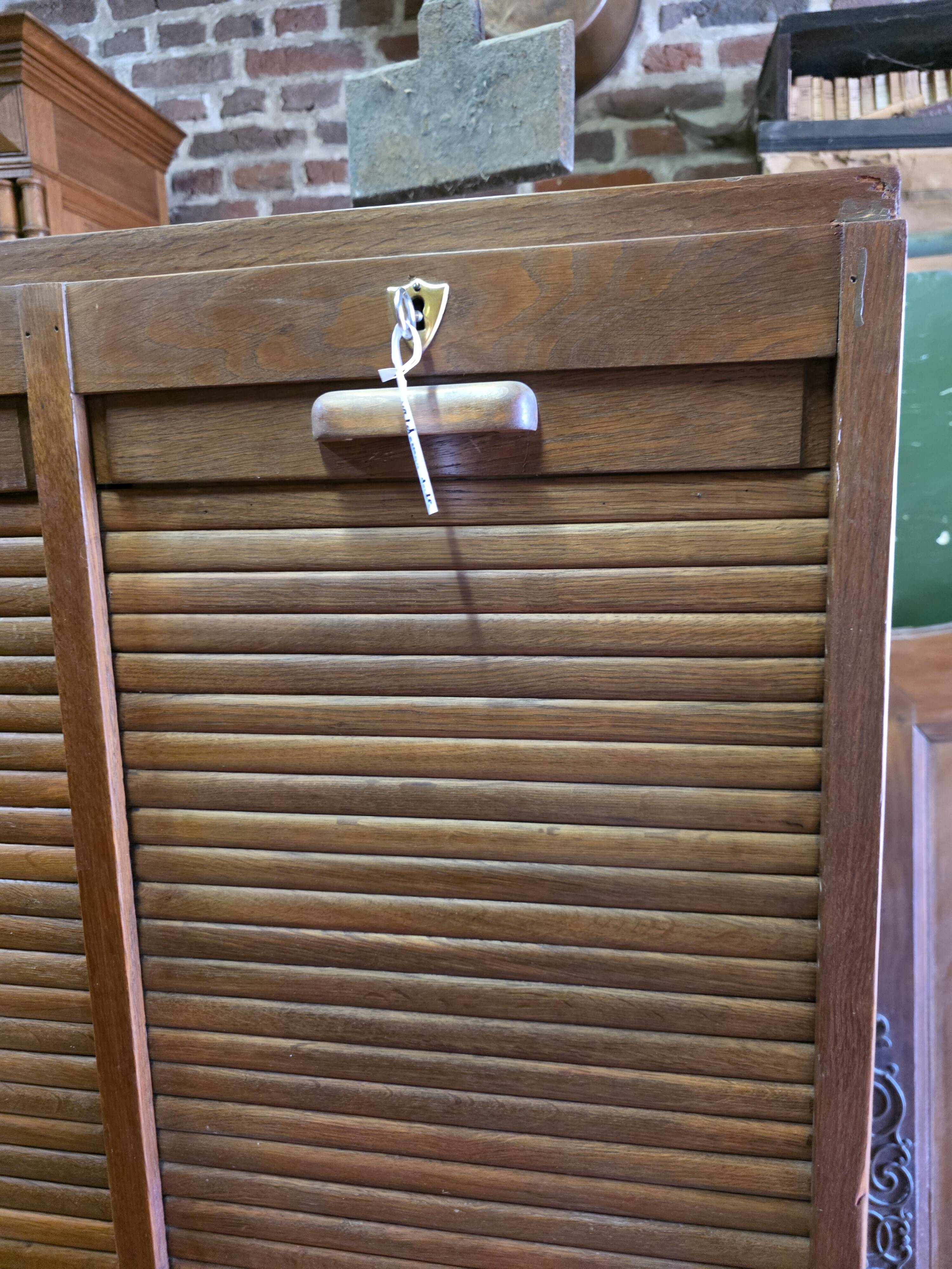 Antique double curtain cabinet in oak