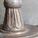 Foot of lamp turned wood carved patina old nineteenth