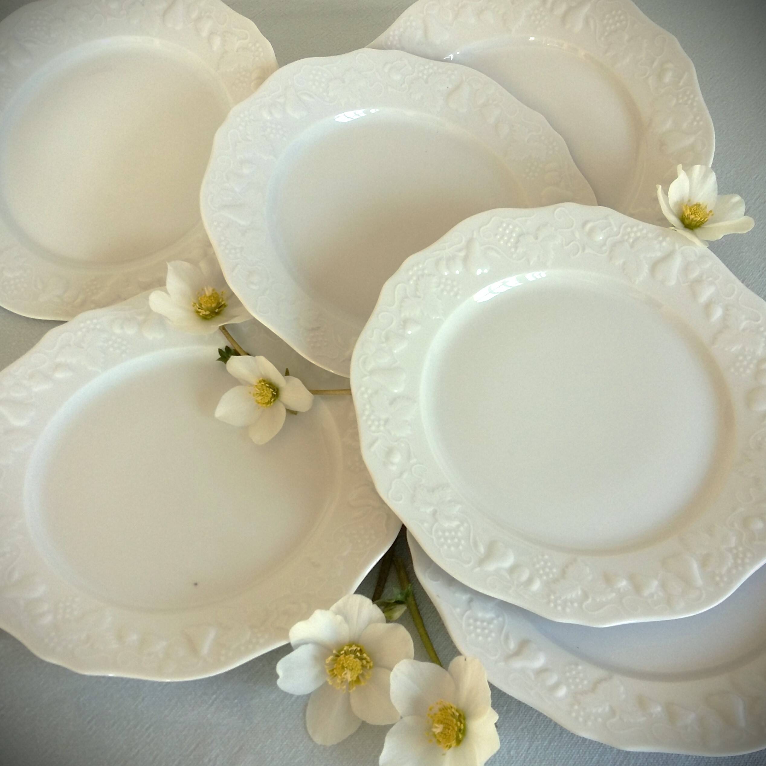 SIX Limoges Dinner Plates.  White Limoges Porcelain Plates.