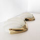 Pair of glass and gold metal shell sconces