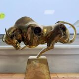 After Dali: gilded bronze sculpture depicting an abstract bull