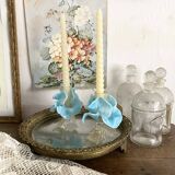 Pair of Murano glass candlesticks, iris flowers, 1960s