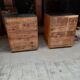 Pair of workshop furniture, solid wood, metal top 1930, 1950