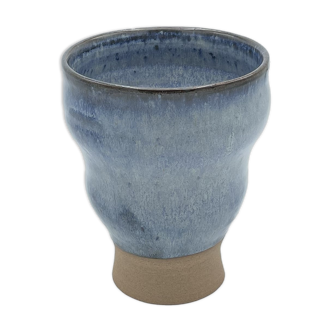 Vase en grès émaillé bleu