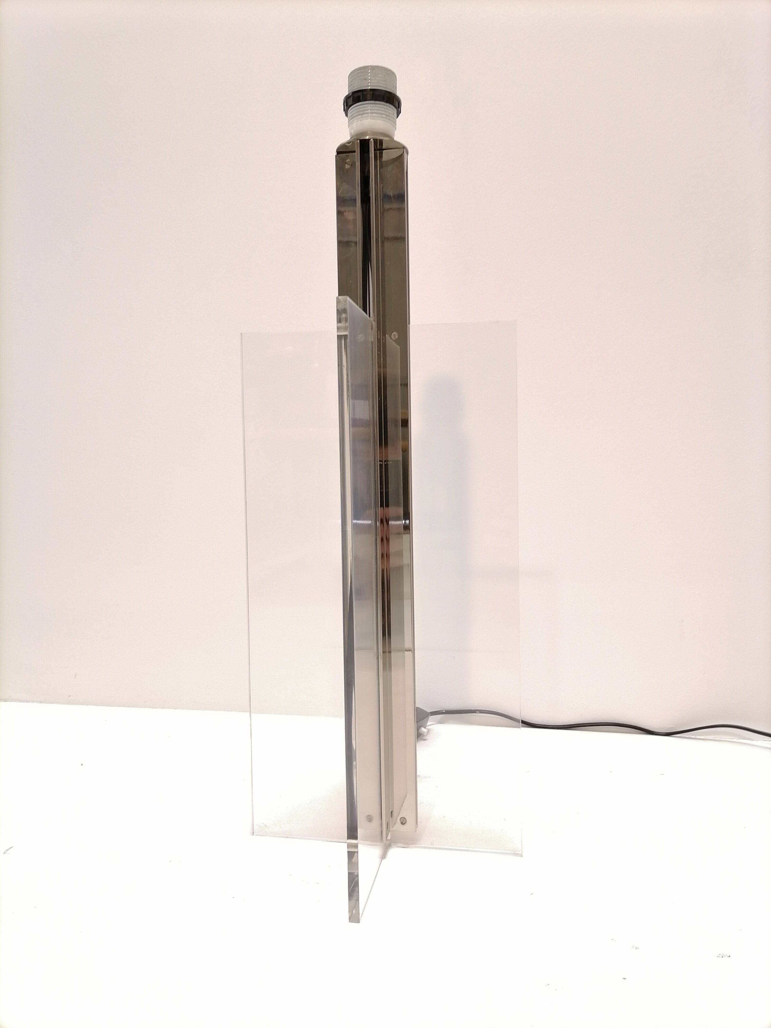 Large stainless steel and plexiglass lamp 1970 france
