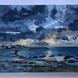 Seasideboard brittany oil painting on canvas