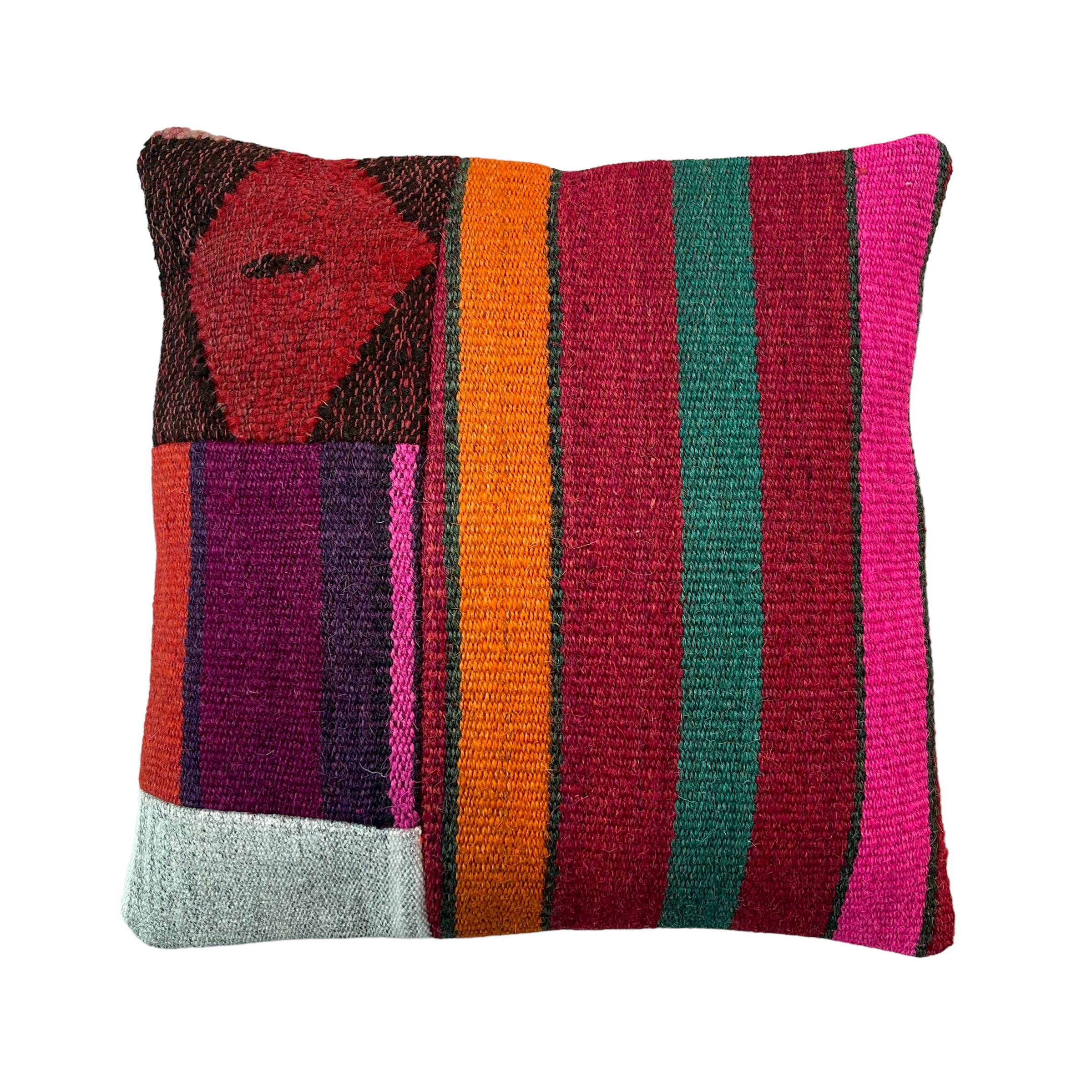 Vintage turkish kilim cushion cover , 40 x 40 cm