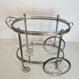 Oval silver-plated brass trolley from Maison Baguès.