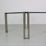 Peter Ghyczy for Ghyzcy Square Glass Coffee Table, 1970's Hollywood Regency