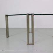 Peter Ghyczy for Ghyzcy Square Glass Coffee Table, 1970's Hollywood Regency