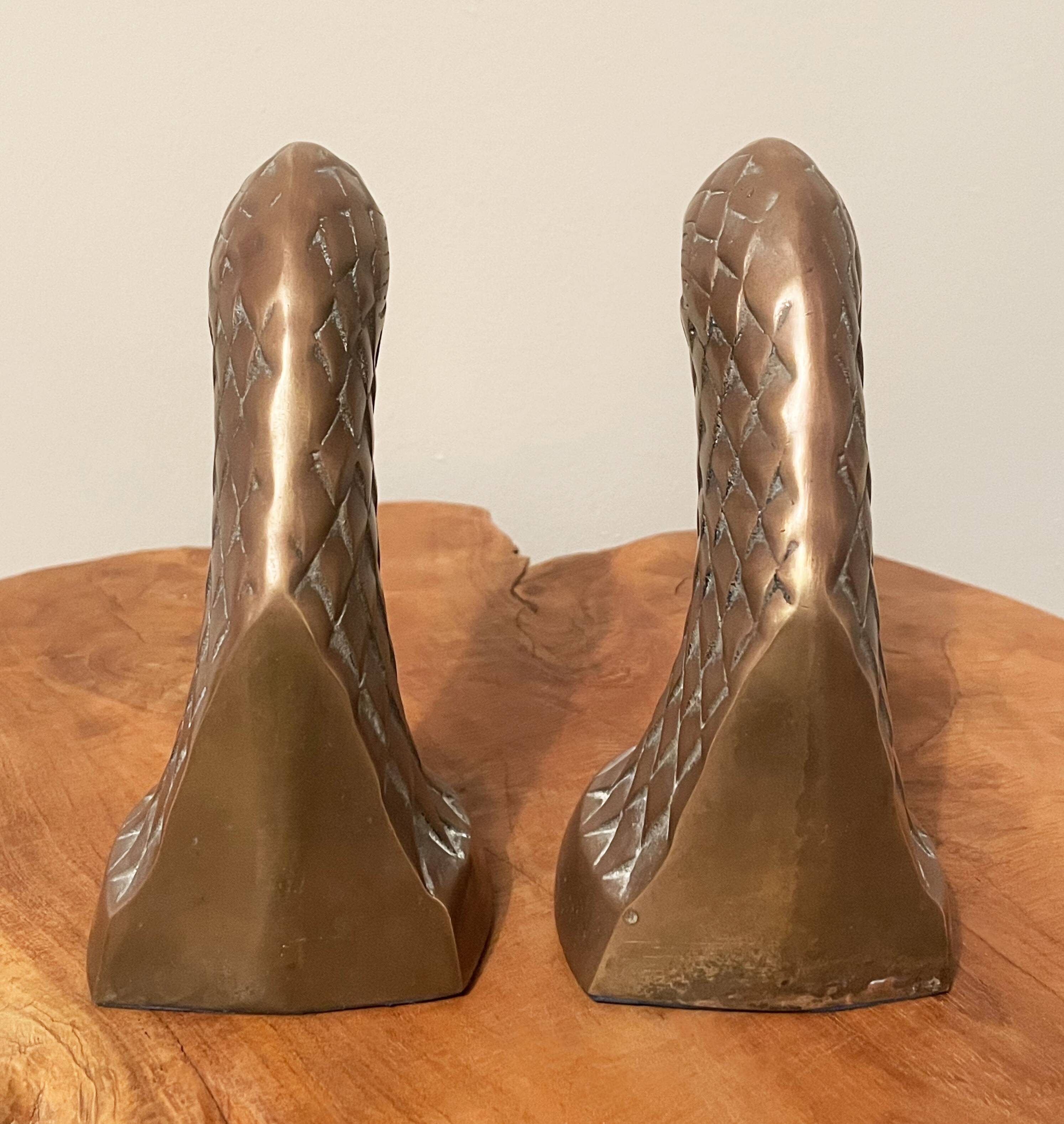 Pair of heavy brass bookends in the shape of eagle heads