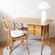 Vintage desk L. Sognot in wood and rattan