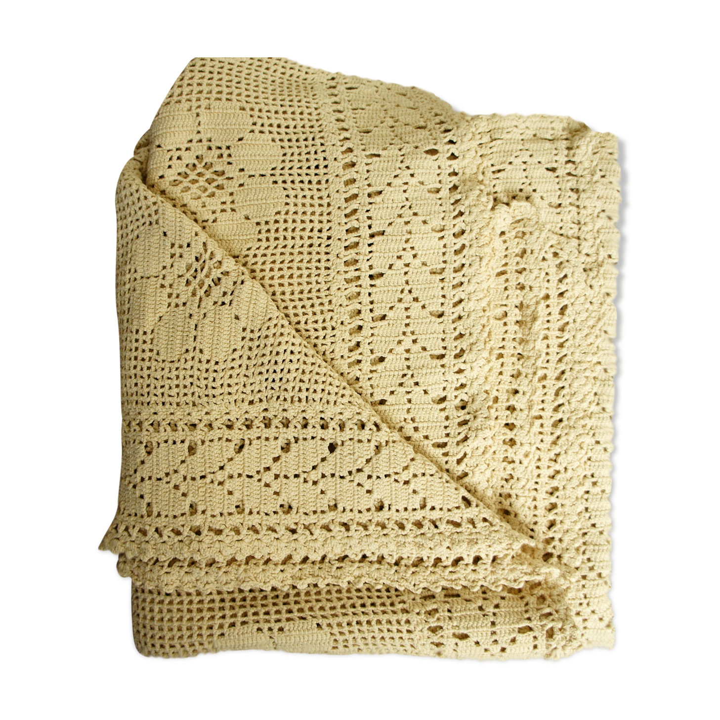 Vintage crochet cotton tablecloth