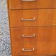 Chest of drawers from the 50s-60s in golden mahogany 4 drawers feet bobbin