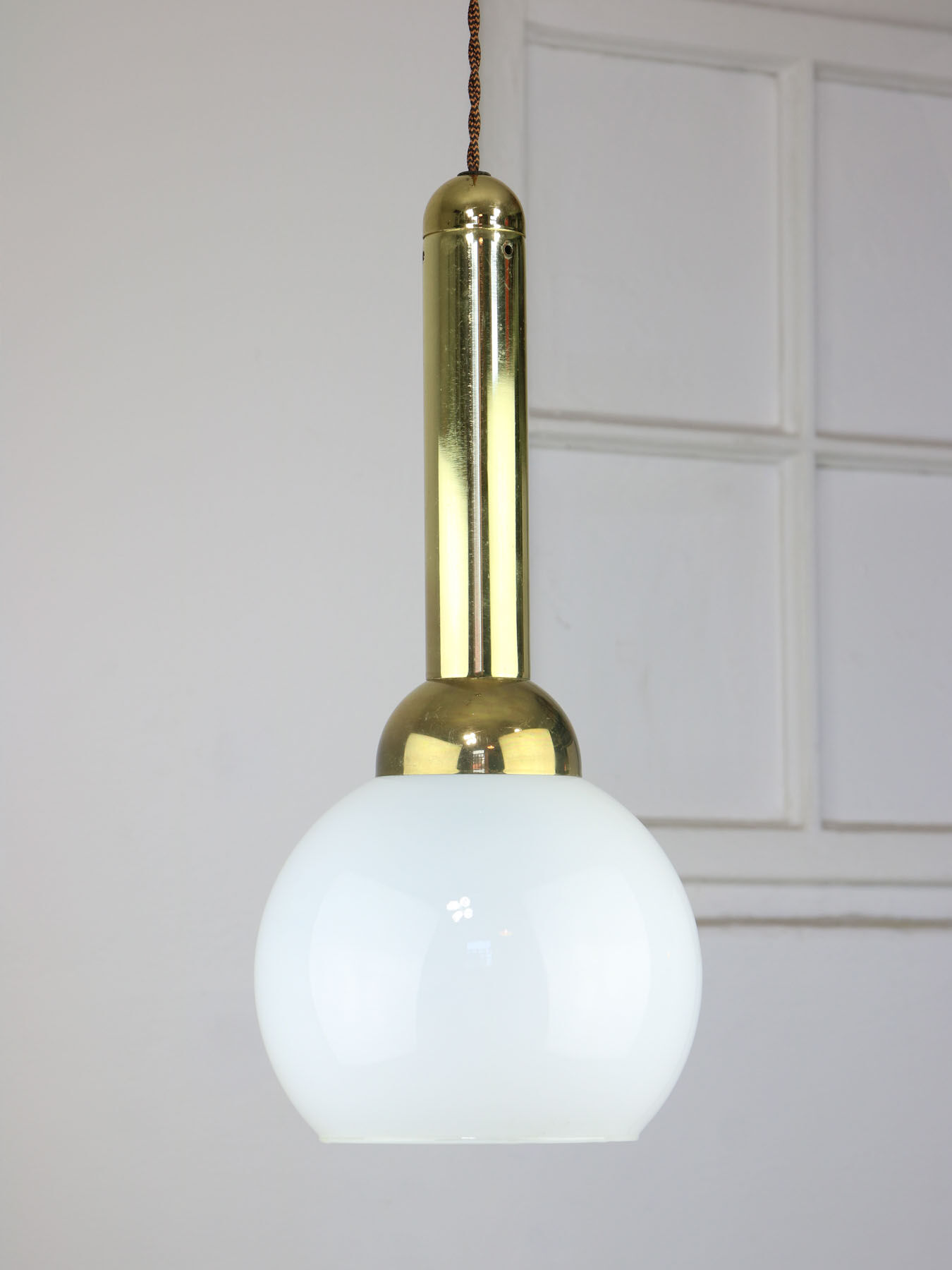 Vintage gold & opaline pendant lamp