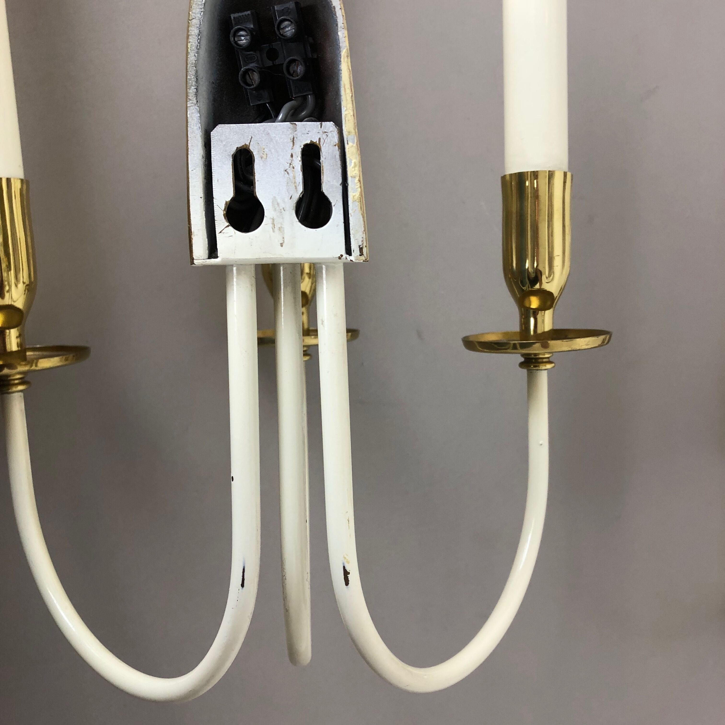 Set of 2 Original Brass Wall Lights Vereinigte Werkstätten München, Germany 1950