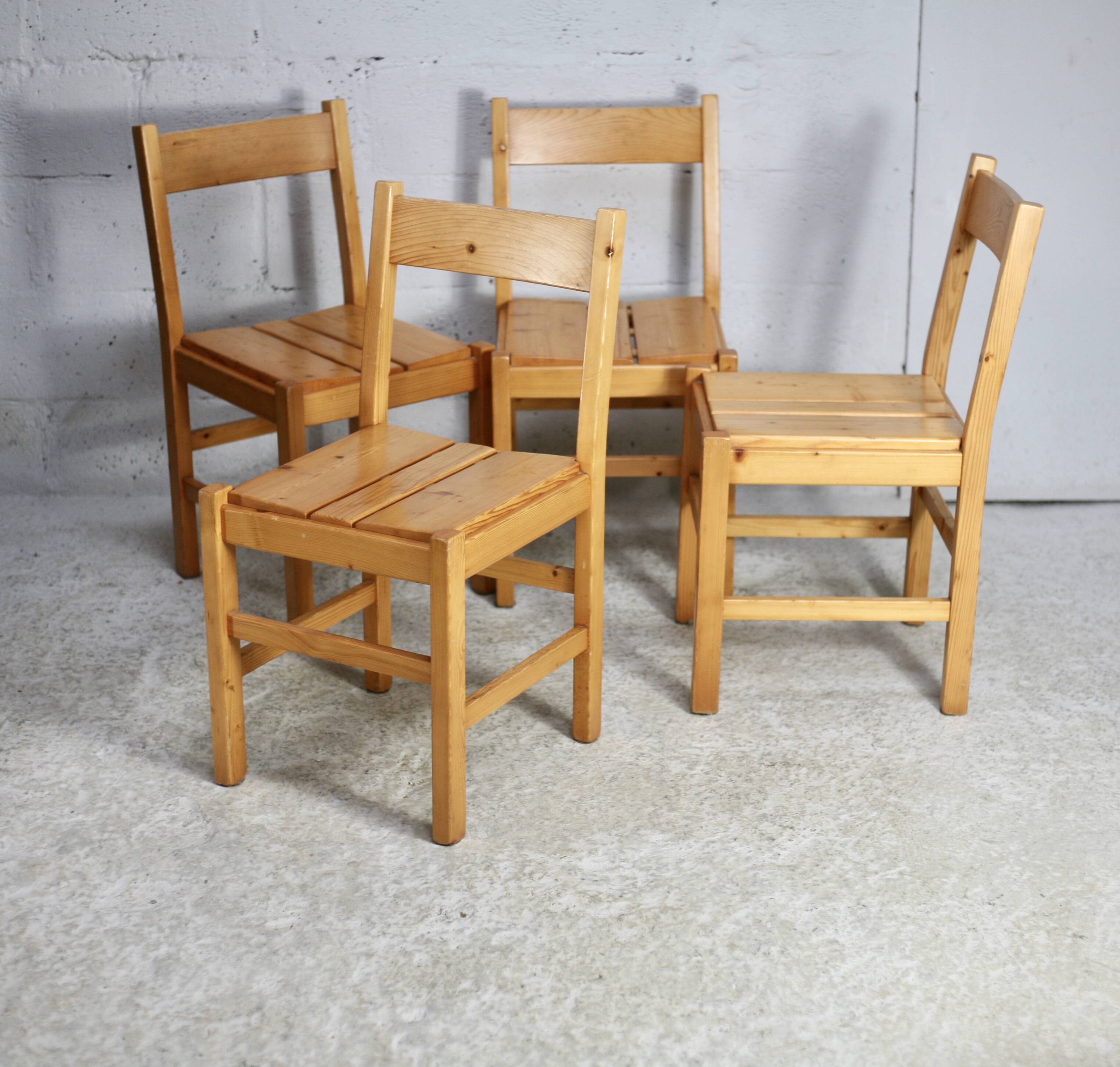 Charlotte Perriand (selection of) for Les Arcs, set of 4 chairs, France, circa 196