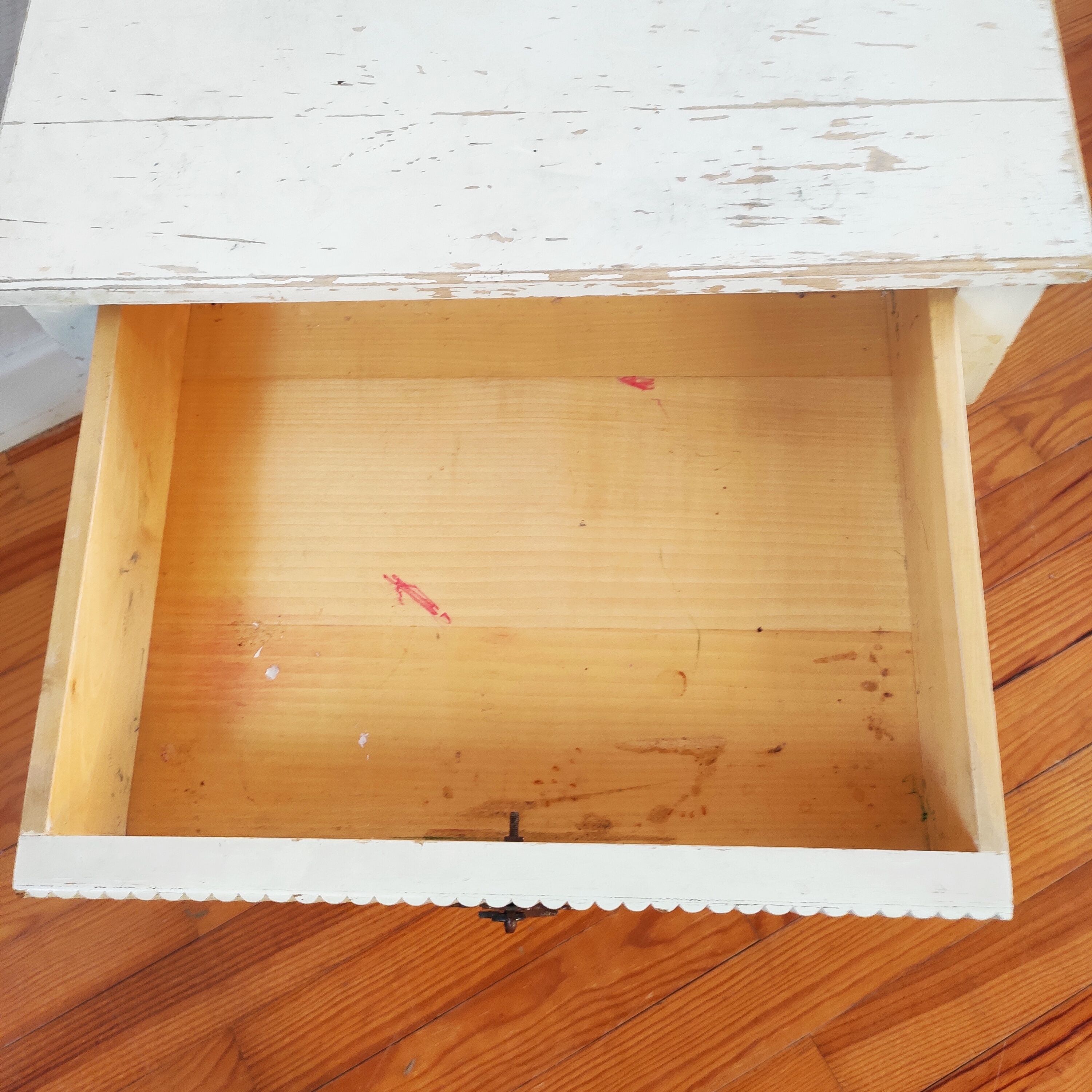 Patinated sofa end bedside