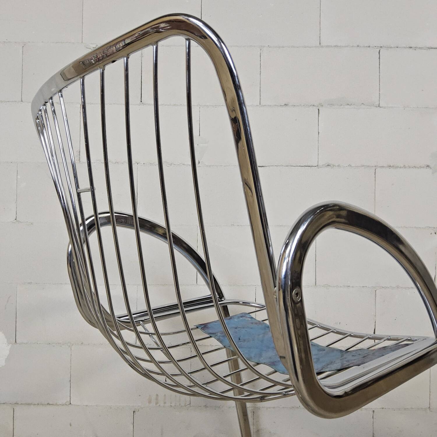 Vintage Gastone Rinaldi chrome & smoked glass dining table + chairs