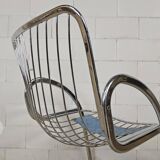 Vintage Gastone Rinaldi chrome & smoked glass dining table + chairs