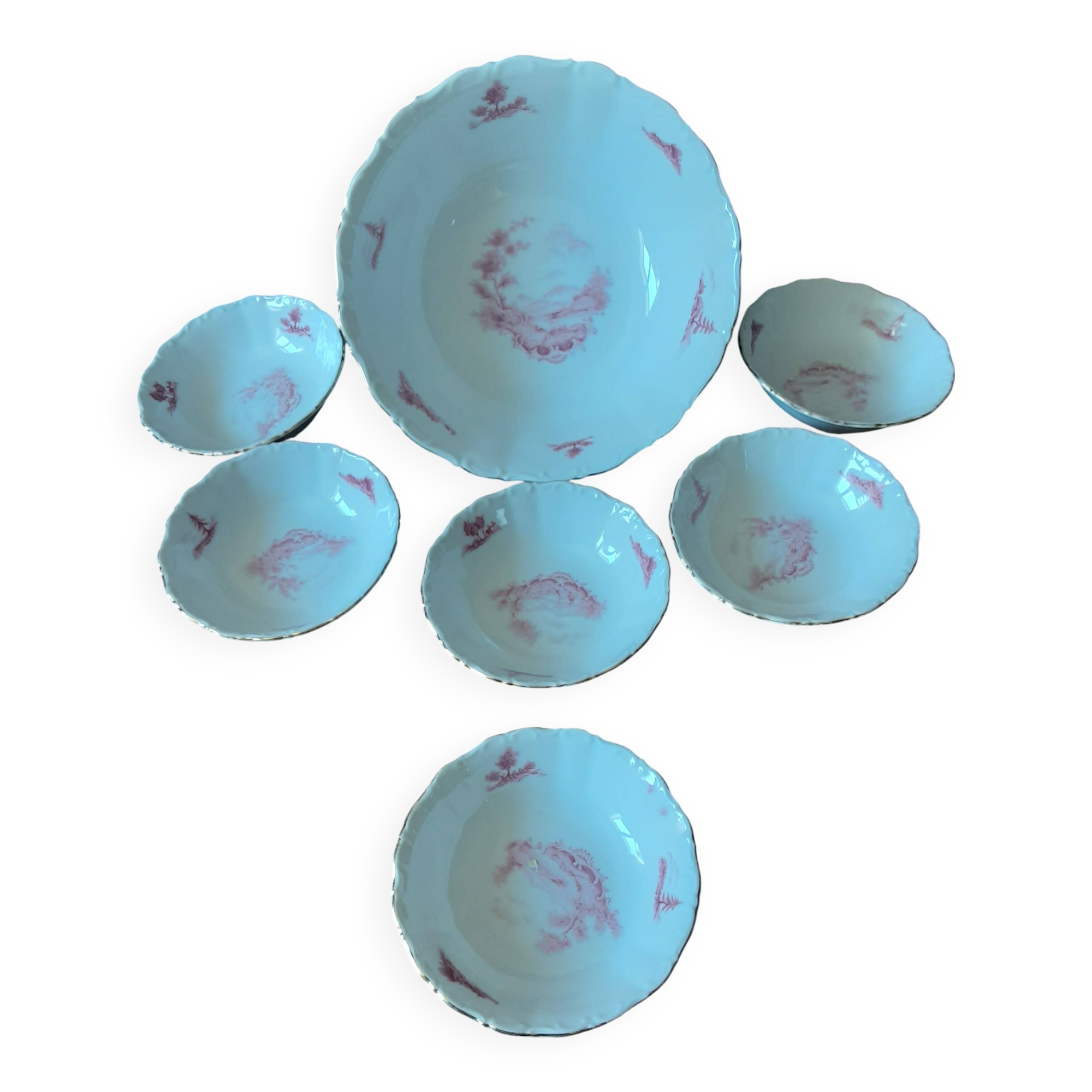 Bavaria porcelain cup and 6 bowl set